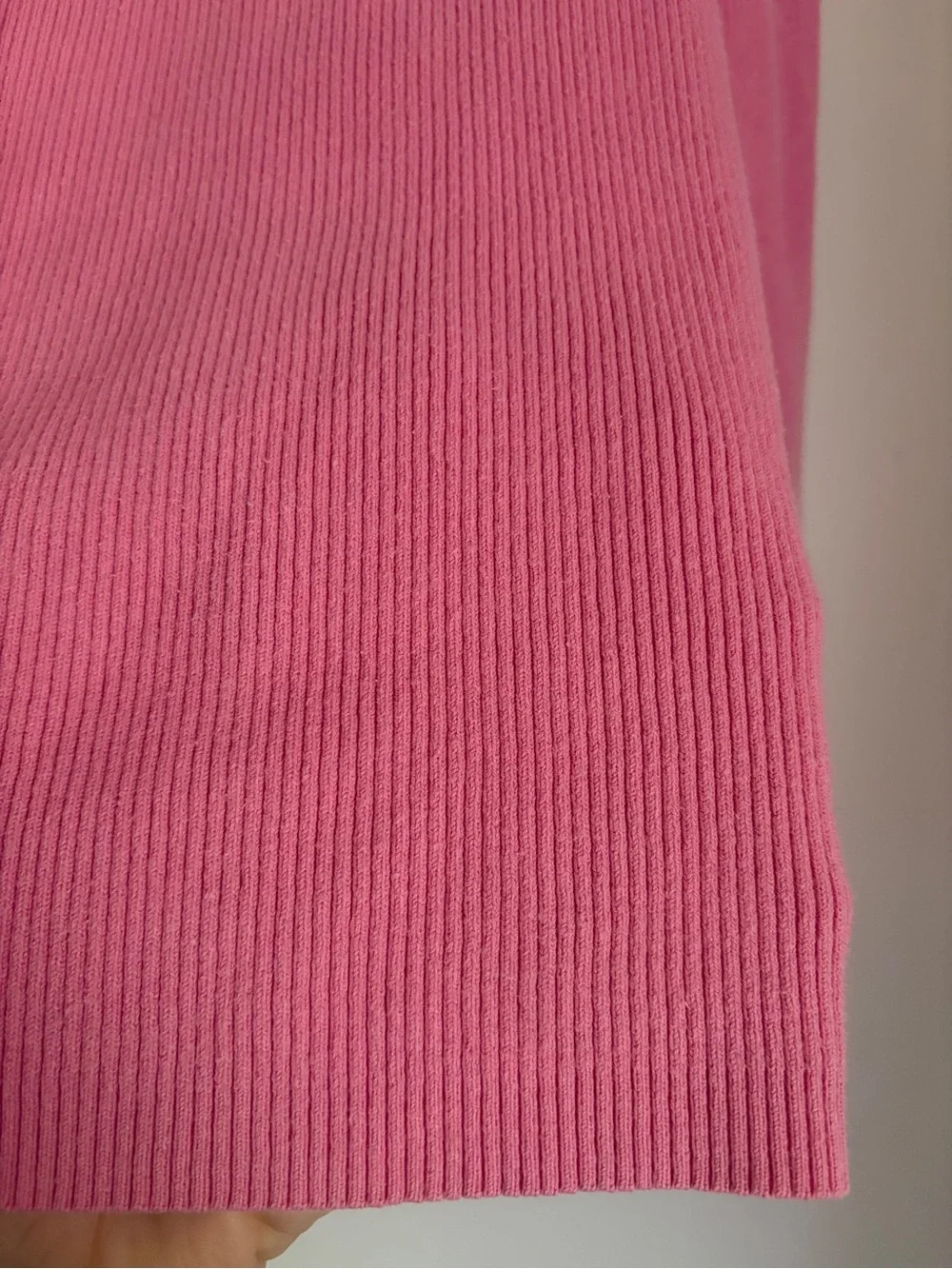 LOFT Pink Ribbed V-Neck Cardigan with white Trim - Picture 9 of 15